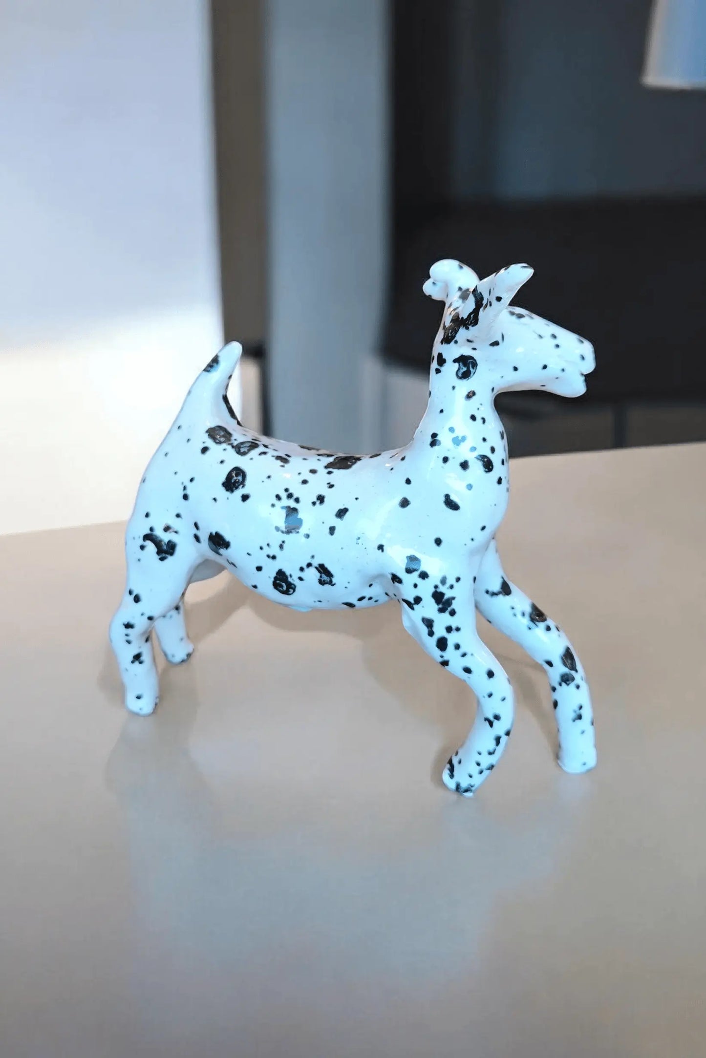 Black and white goat Enameled earthenware Artisan ceramic Ardèche