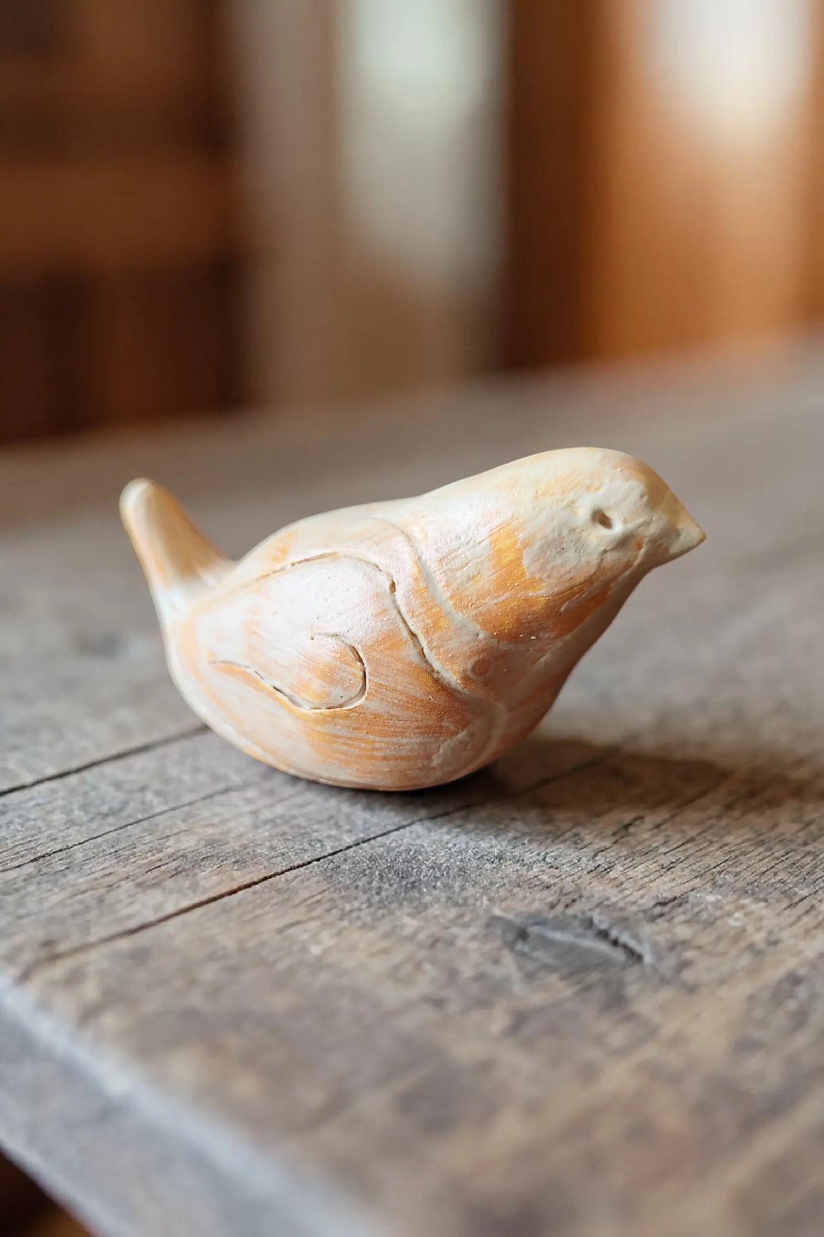 Oiseau décoratif en faïence Couleur terre d'Ardèche