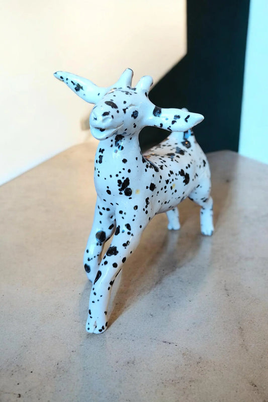 Chèvre noire et blanche Faience émaillée Céramique artsanale Ardèche
