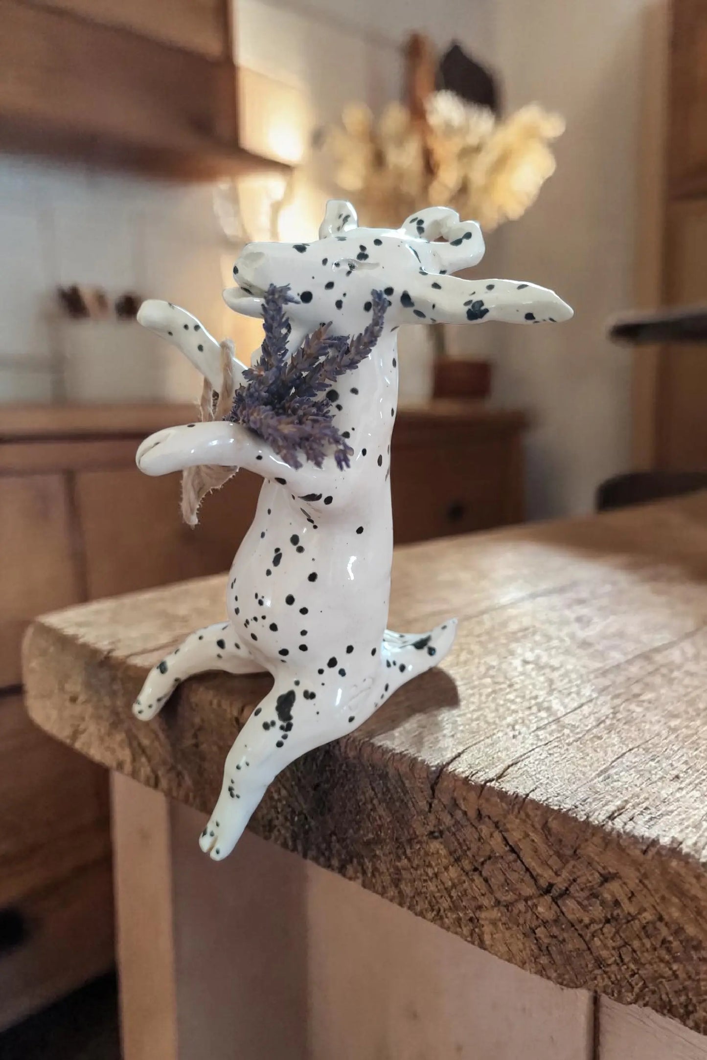 Biquette Sitting on a Lavender Sprig – Ardèche Handcrafted Ceramics