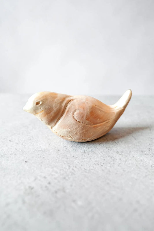 Oiseau décoratif en faïence Couleur terre d'Ardèche